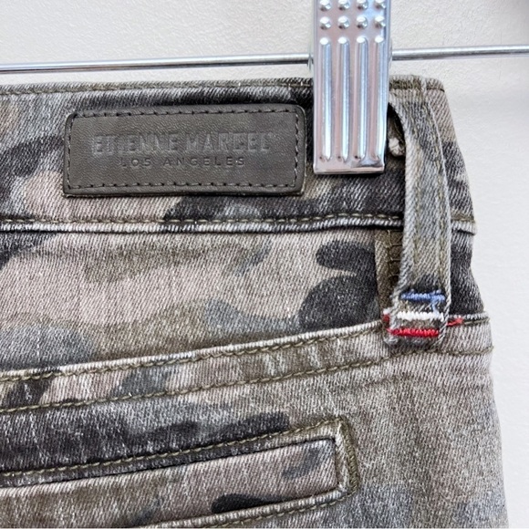 Etienne Marcel Denim Camo Zip Moto Mid Rise Skinny Jeans Size 27 - Picture 9 of 13